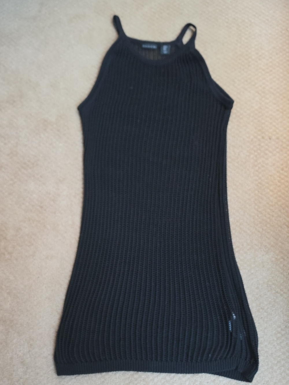 Tahari Black Ribbed Knit Swim Coverup, Med